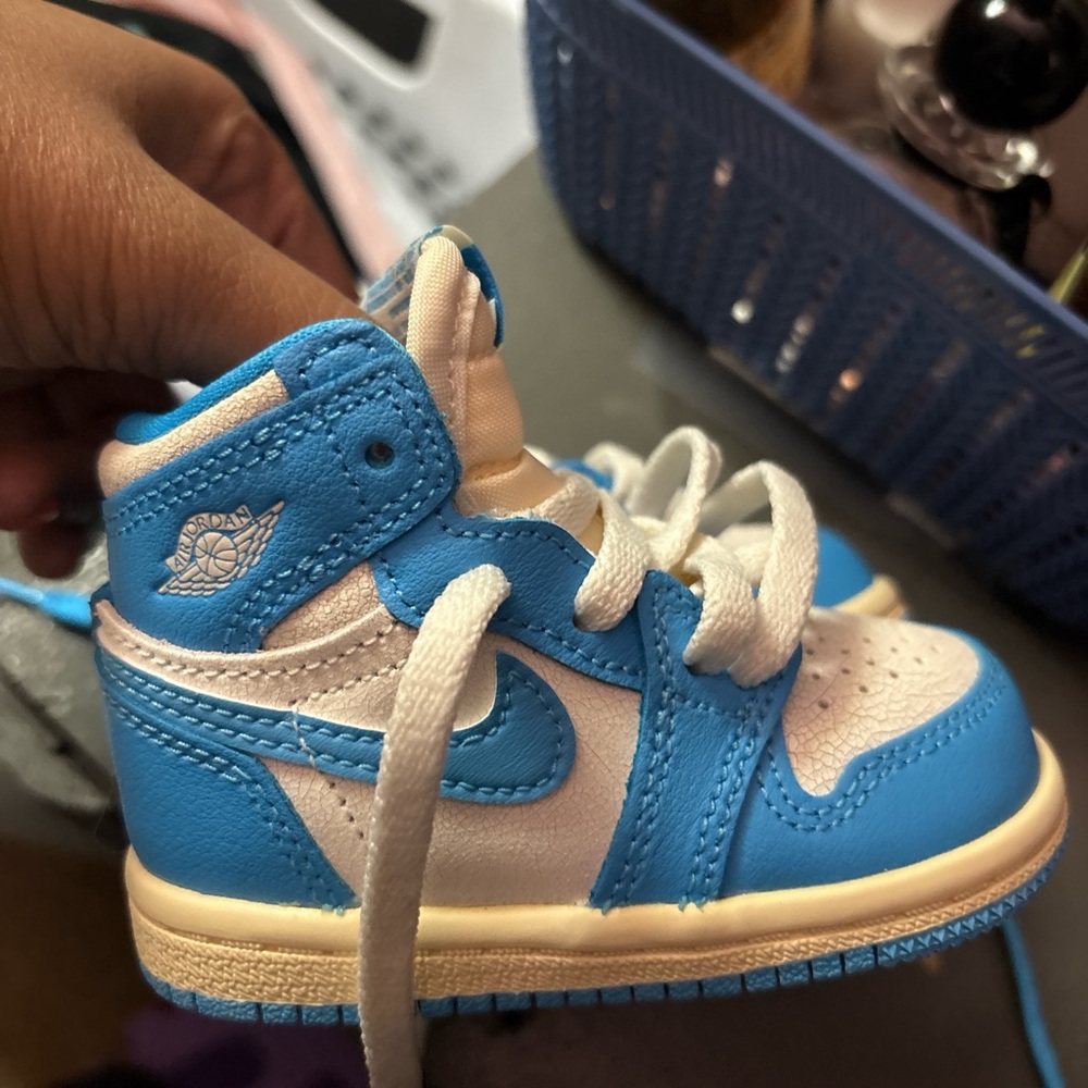 Nike Kids Sky Blue and White High-Top Sneakers